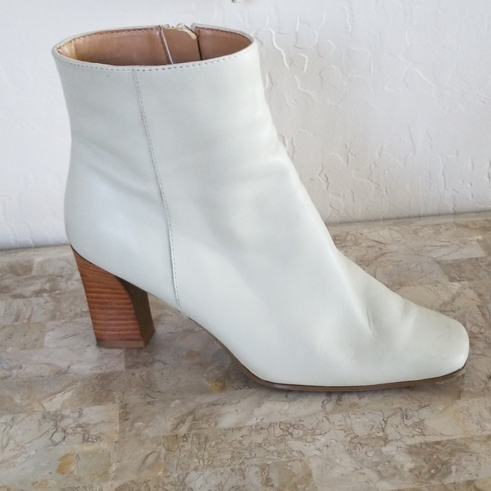 Bloomingdales Cream Leather Booties